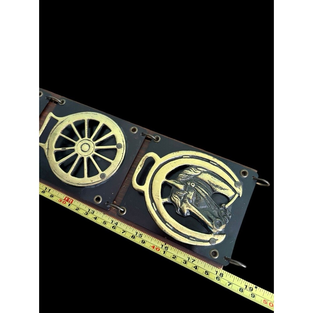 Vintage Horse Wall Rack Brass Tone Equestrian Decor Tie Belt Holder - Picture 7 of 10